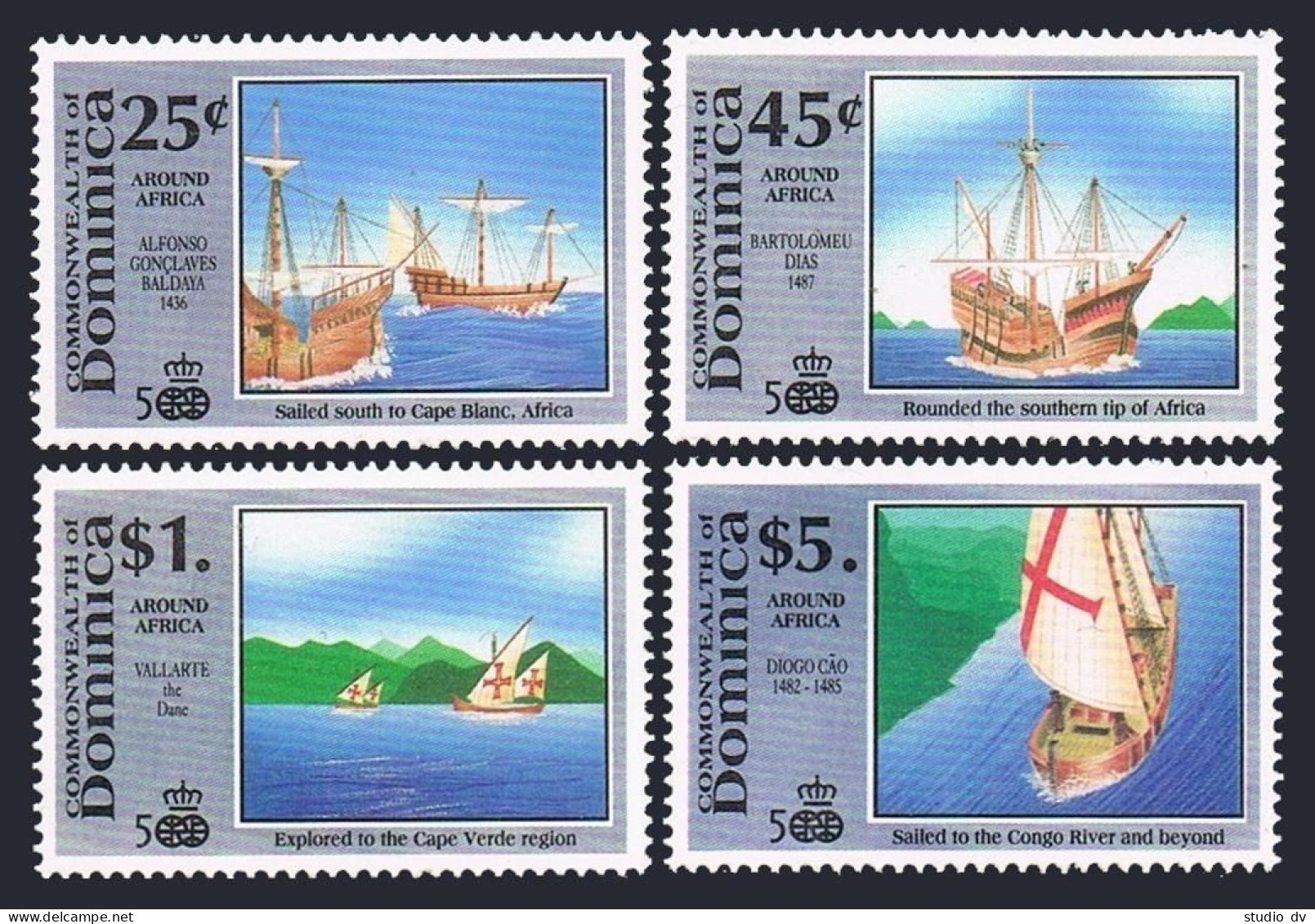Dominica 1299-1301,1304 1st Set,MNH. Discovery Voyages,1991.Columbus Ships - Dominique (1978-...)