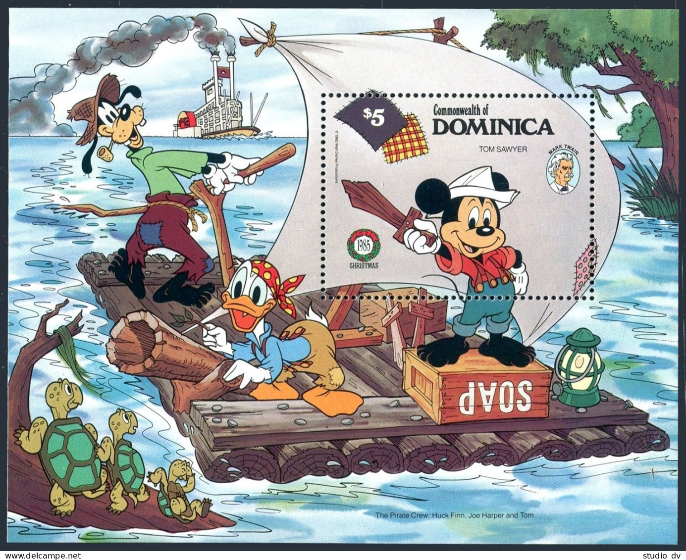 Dominica 919-923, 924, MNH. Mi 933-938. Christmas 1985. Walt Disney: Tom Sawyer. - Dominica (1978-...)