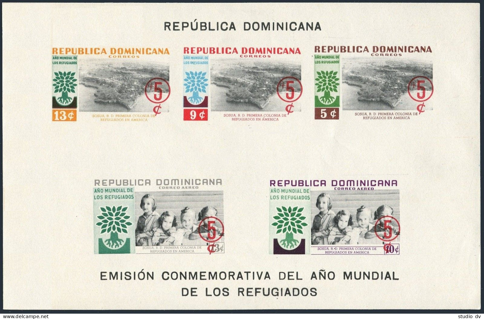 Dominican Rep CB20a,CB20a Imperf, MNH. World Refugee Year WRY-1960, Surcharged. - Dominica (1978-...)