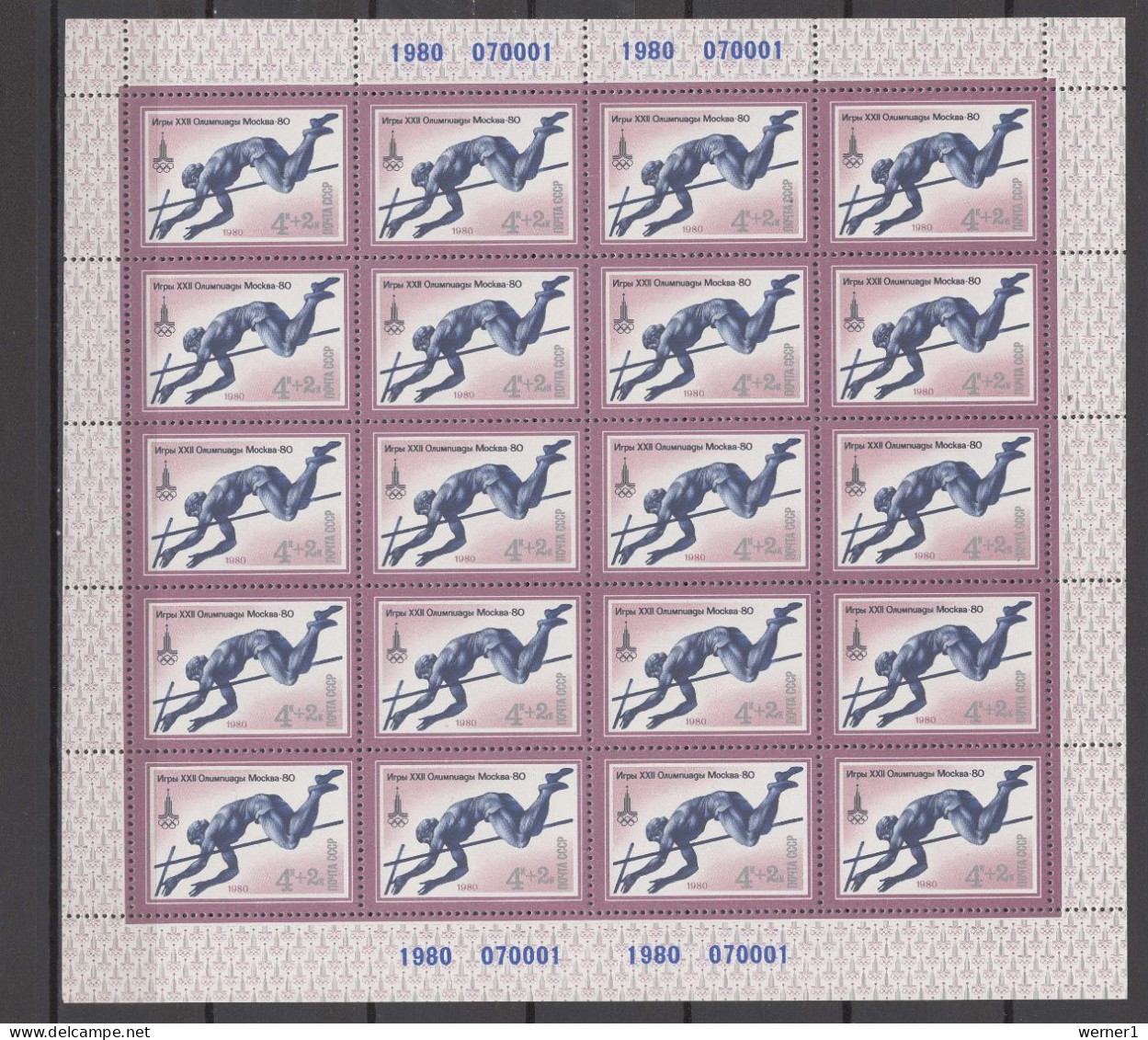 USSR Russia 1980 Olympic Games Moscow, Athletics Set Of 5 Sheetlets MNH - Estate 1980: Mosca