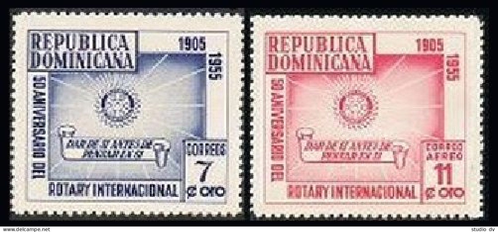 Dominican Rep 461,C90, MNH. Michel 540-541. Rotary International 50th Ann. 1955. - Dominique (1978-...)