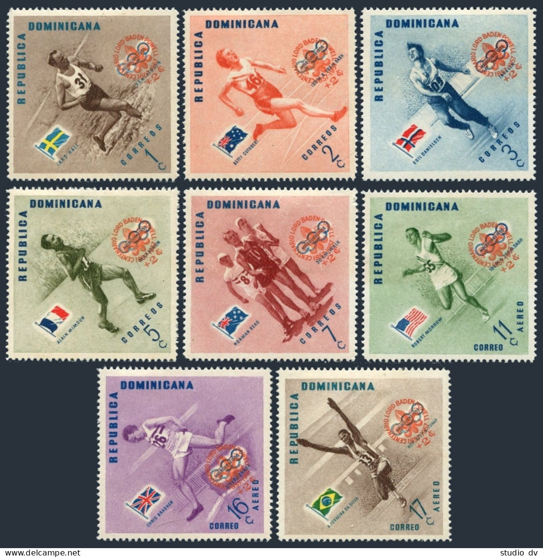 Dominican Rep B6-CB6, Hinged. Michel 593-600. Scouting-50. Melbourne-1956. - Dominica (1978-...)