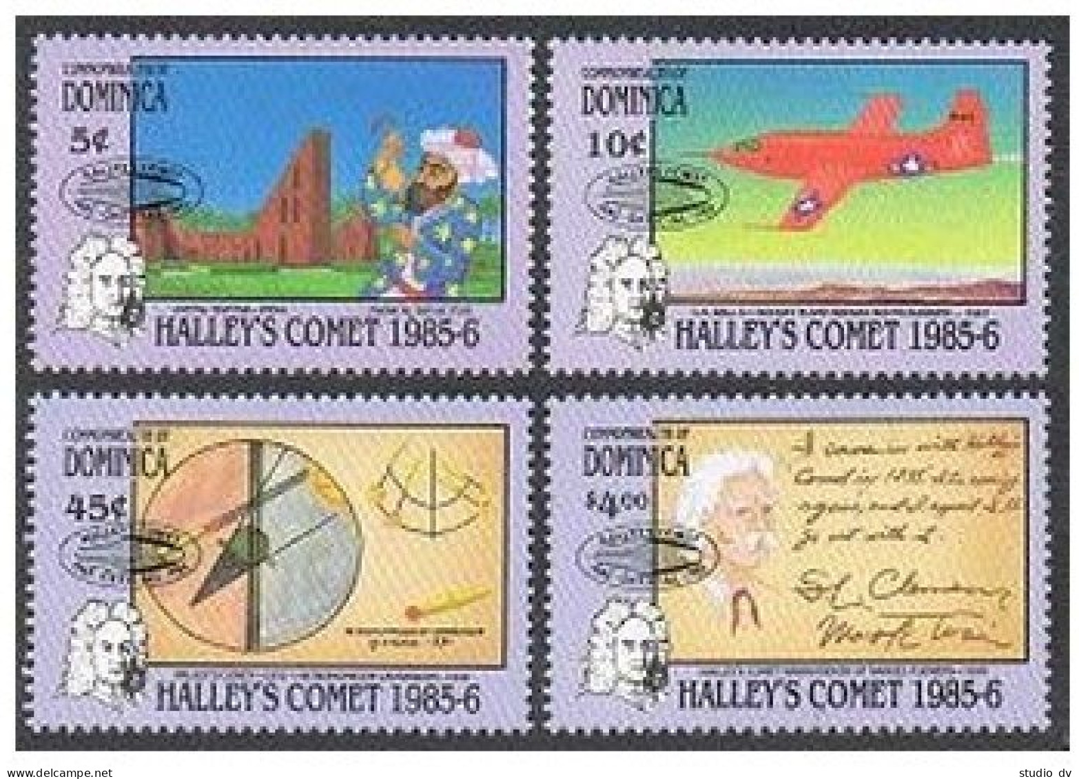 Dominica 945-948,949.MNH. Halley's Comet,Plane,M.Twain.Nasir Al Tusi,astronomer. - Dominica (1978-...)