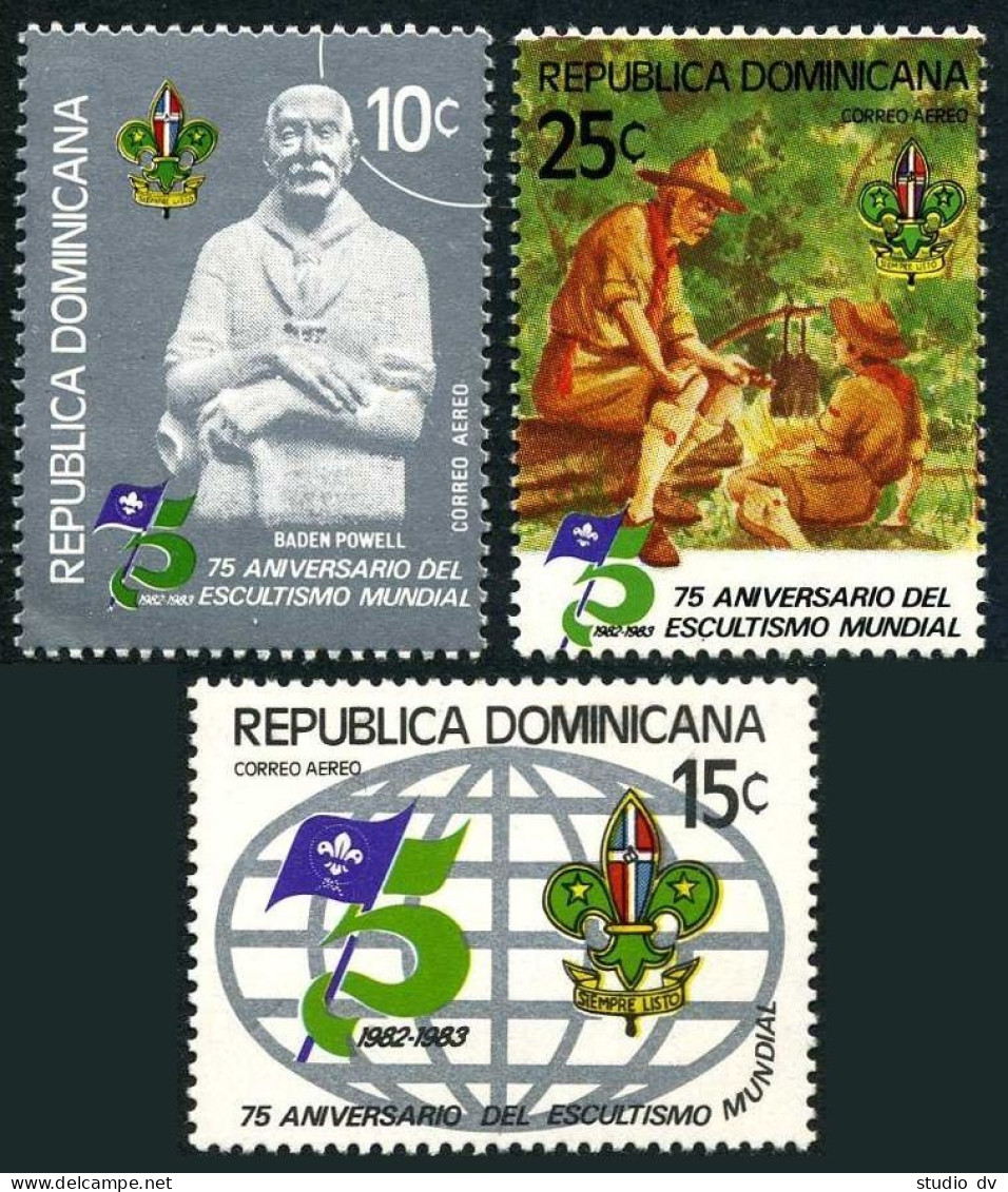 Dominican Rep C359-C361,MNH. Scouting Year 1982.Lord Baden-Powell.Globe,Cooking. - Dominica (1978-...)