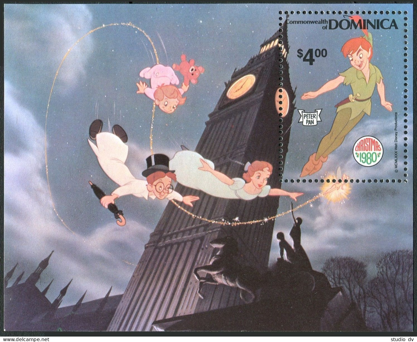 Dominica 679-687, 688, MNH. Mi 691-700. Christmas 1980. Walt Disney: Peter Pan. - Dominica (1978-...)