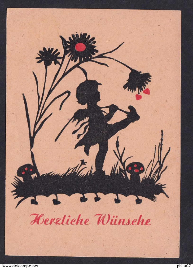 Herzliche Wunsche / Postcard Not Circulated, 2 Scans - Silhouette - Scissor-type