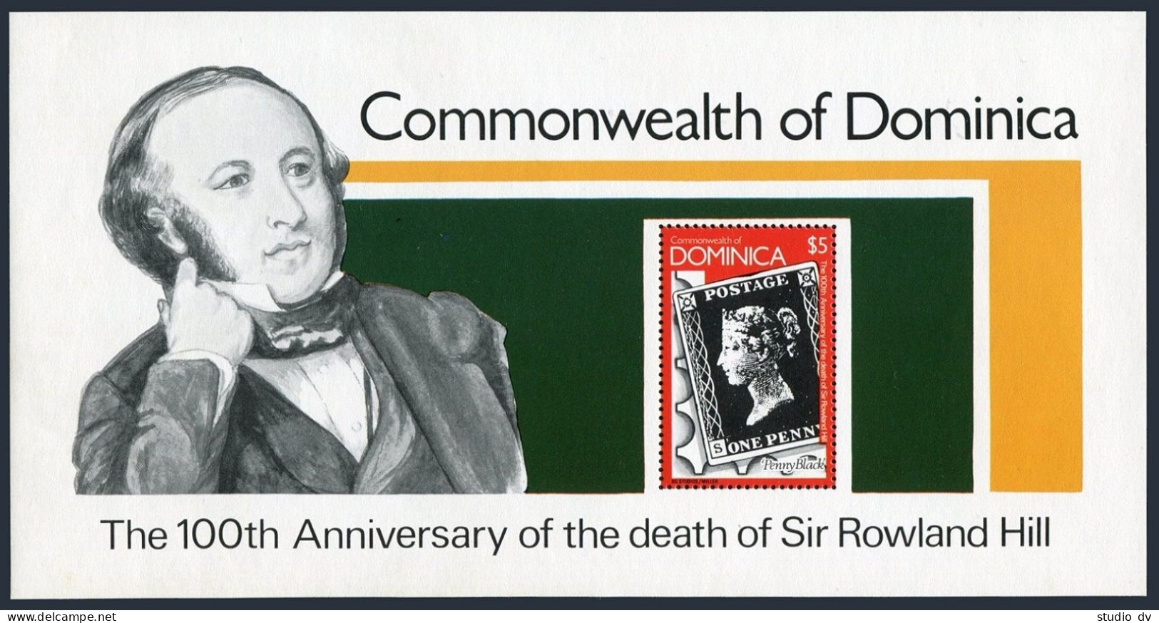 Dominica 608-611,612,MNH.Michel 615-618,Bl.53. Sir Rowland Hill,1979.Stamps. - Dominique (1978-...)