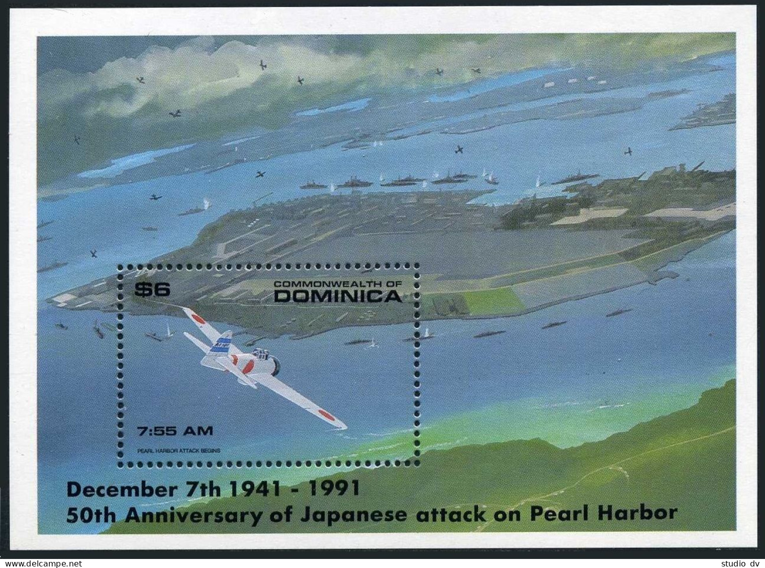 Dominica 1368-1375,1376-1377,MNH. Japanese Attack On Pearl Harbor-50,1991.Planes - Dominica (1978-...)