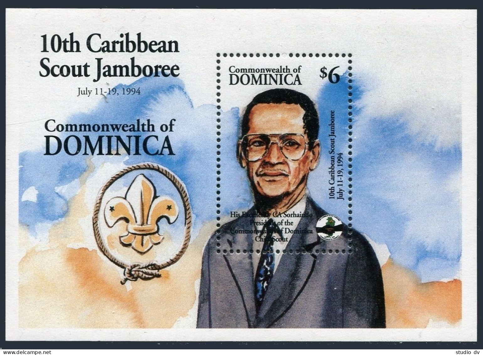 Dominica 1711, MNH. Michel 1875 Bl.270. Carib Scout Jamboree, 1994. Sorhaindo. - Dominica (1978-...)