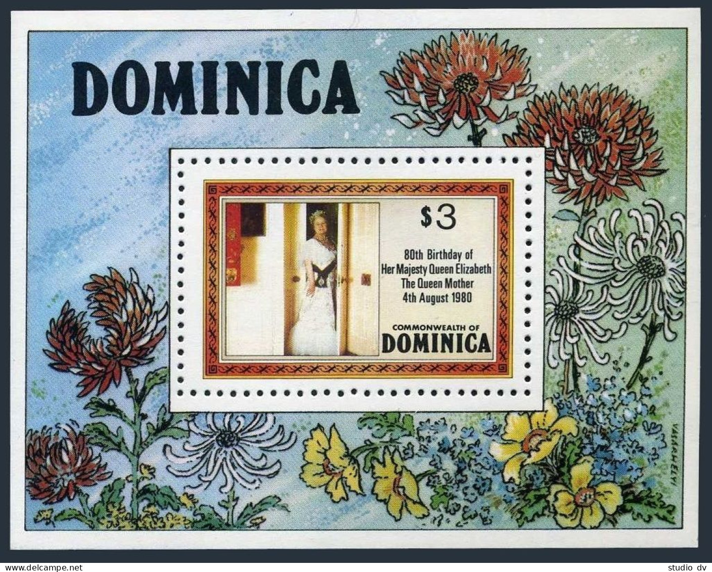 Dominica 676-677,678,MNH.Michel 688-689,Bl.64. Queen Mother Elizabeth,80,1980. - Dominica (1978-...)