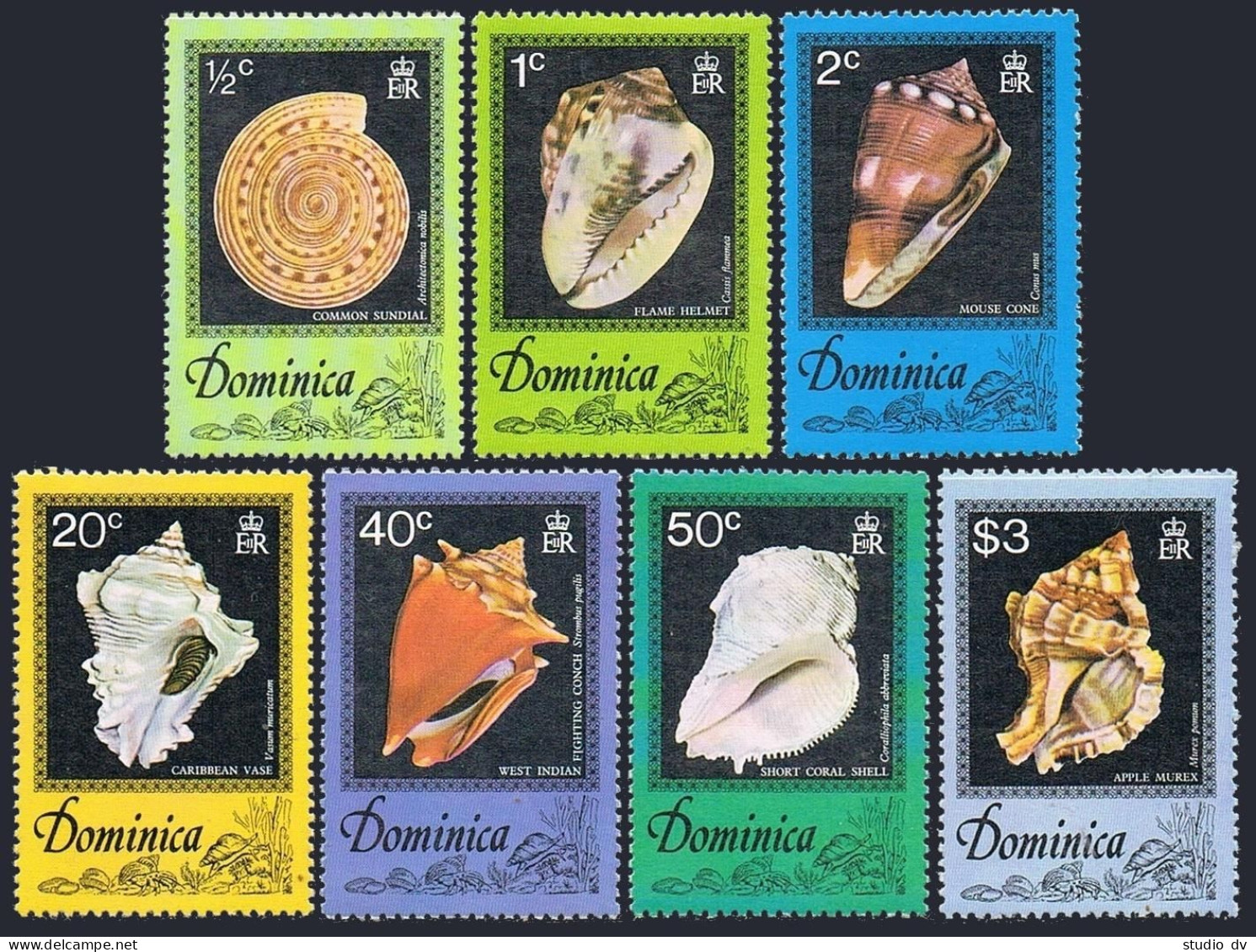 Dominica 513-519, MNH. Michel 517-523. Seashells: Common Sandals, Flame Helmet, - Dominica (1978-...)