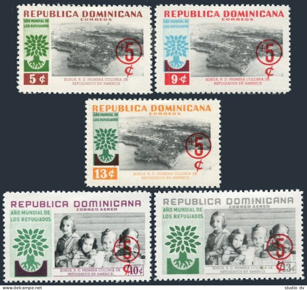 Dominican Rep B31-B33, CB19-CB20, CB20a, MNH. World Refugee Year WRY-1960. - Dominica (1978-...)