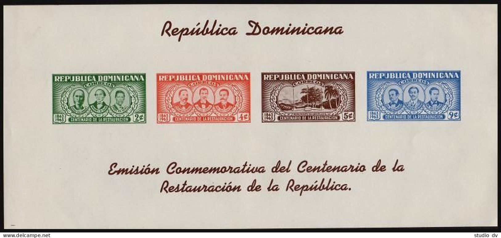 Dominican Rep 586a, MNH. Michel 807-810 Bl.33. Restoration, 100, 1963. Politics. - Dominique (1978-...)