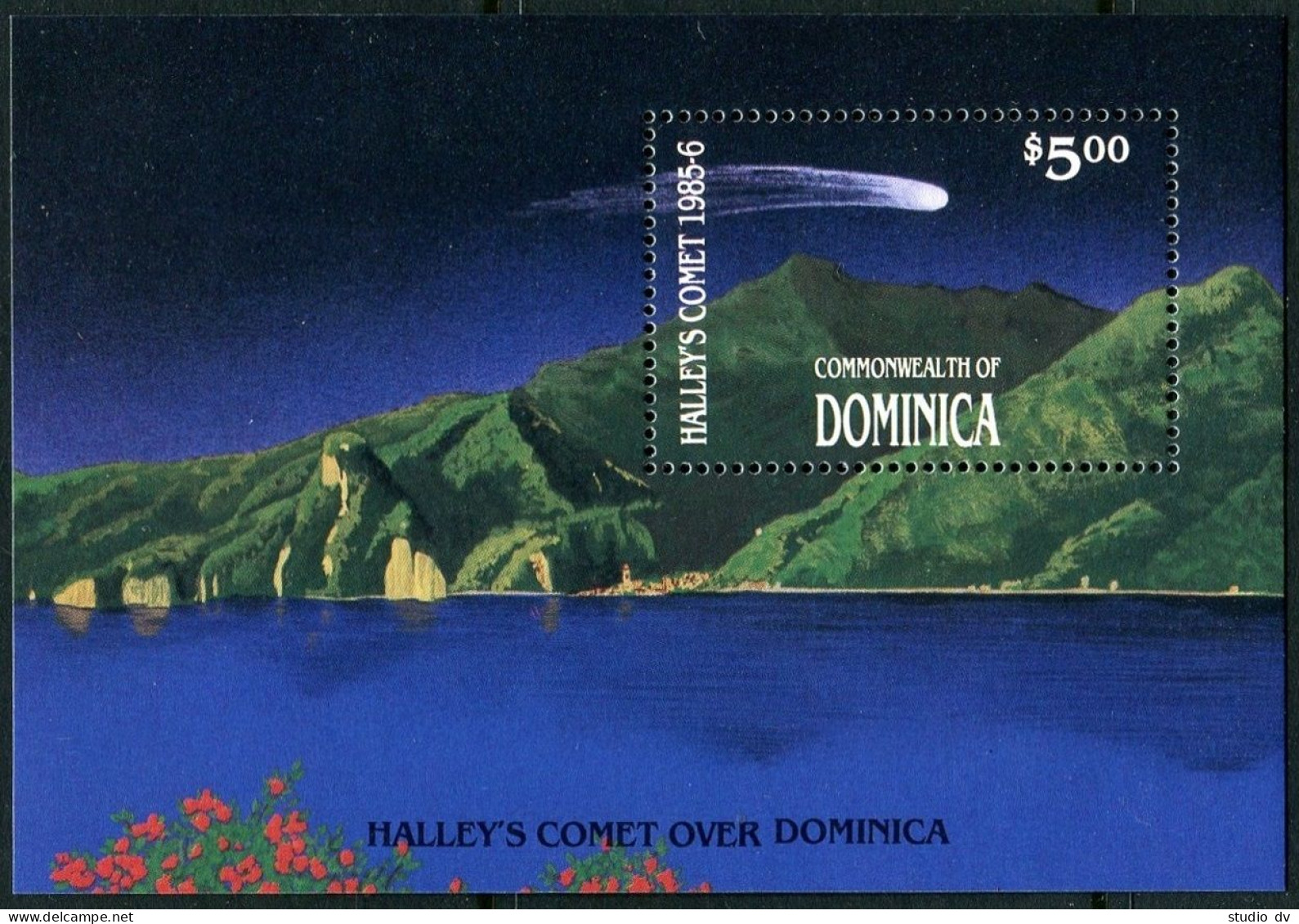 Dominica 949, MNH. Michel 963 Bl.108. Halley's Comet, 1986. - Dominica (1978-...)