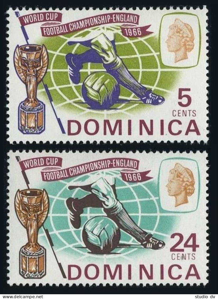 Dominica 195-196, MNH. Michel 191-192. World Soccer Cup England-1966. - Dominique (1978-...)