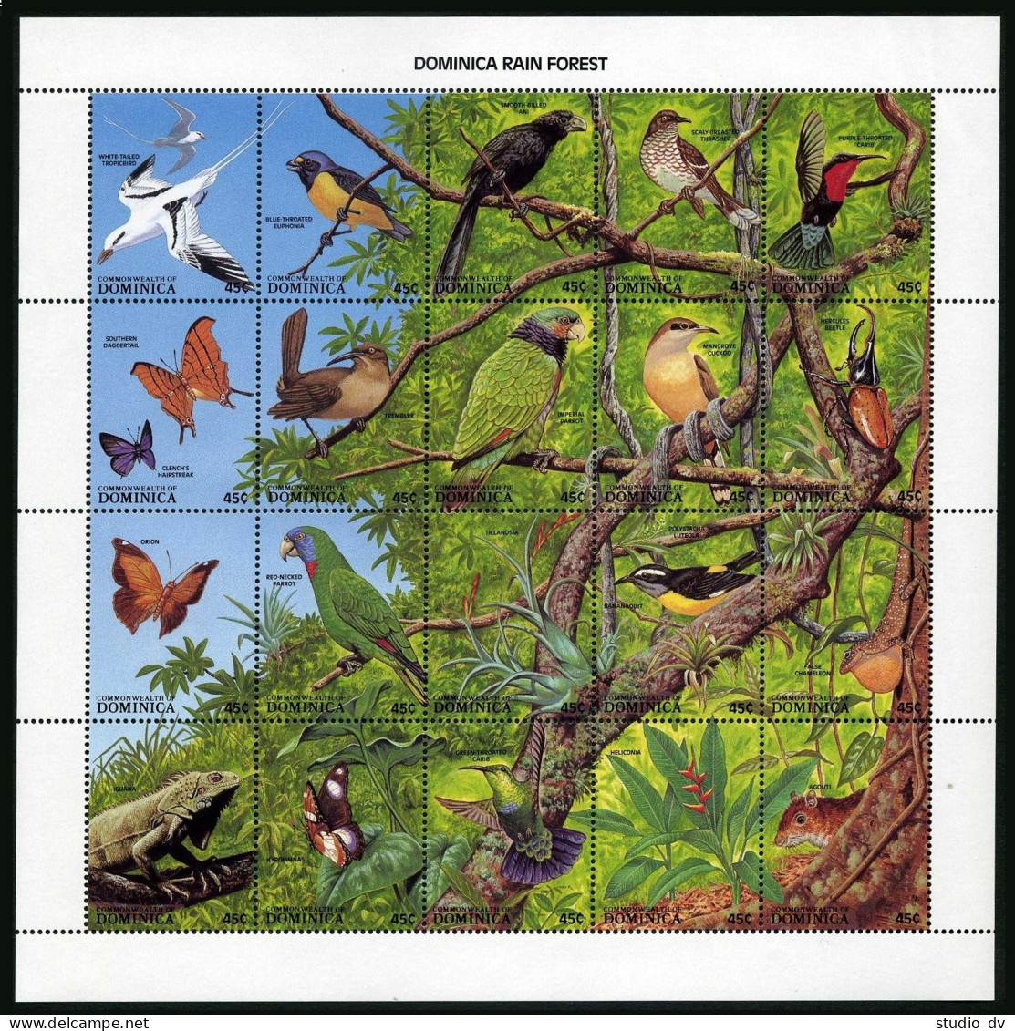 Dominica 1085 At Sheet,MNH.Michel 1091-1116. Rain Forest Flora,Fauna,1988. - Dominica (1978-...)