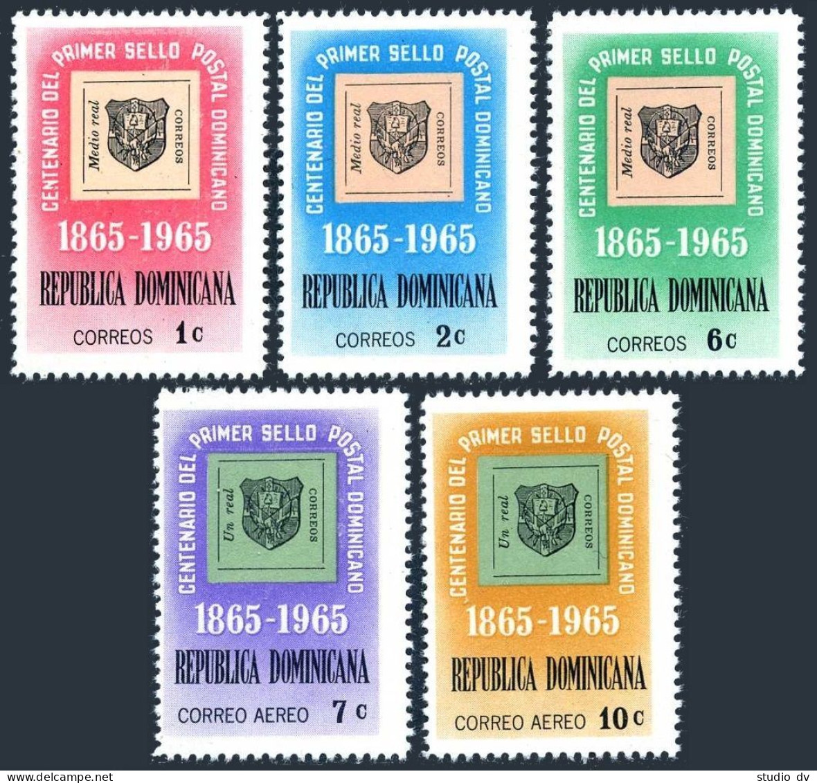 Dominican Rep 615-C143, MNH. Michel 857-861. 1st Postage Stamps-100, 1965. - Dominique (1978-...)