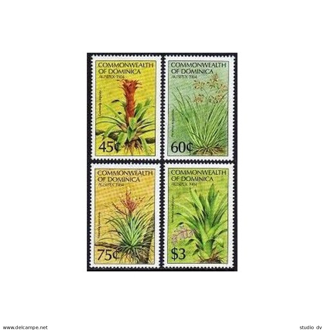 Dominica 847-851,MNH. Mi 863-866, 867 Bl.90. AUSIPEX-1984. Local Plants, Flowers - Dominique (1978-...)