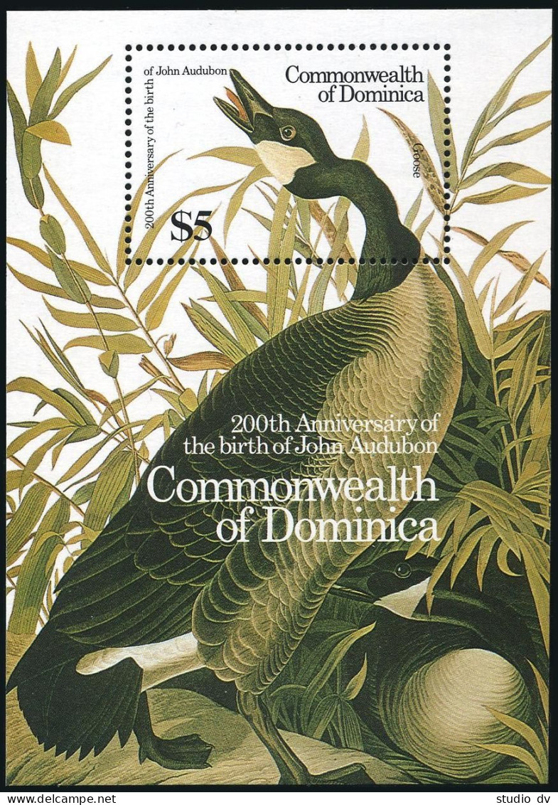 Dominica 965-968,969, MNH. Mi 979-983. Audubon's Birds: Giver, Heron,Duck,Goose. - Dominica (1978-...)