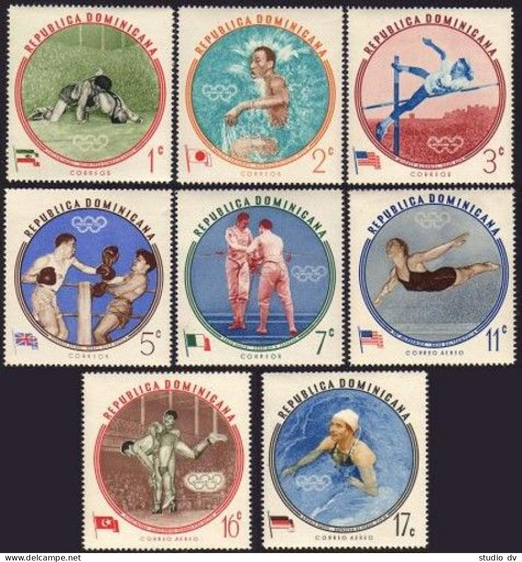 Dominican Rep 525-C117,MNH.Mi 724-731. Olympics Rome-1960.Winners.Fencing,Diving - Dominique (1978-...)