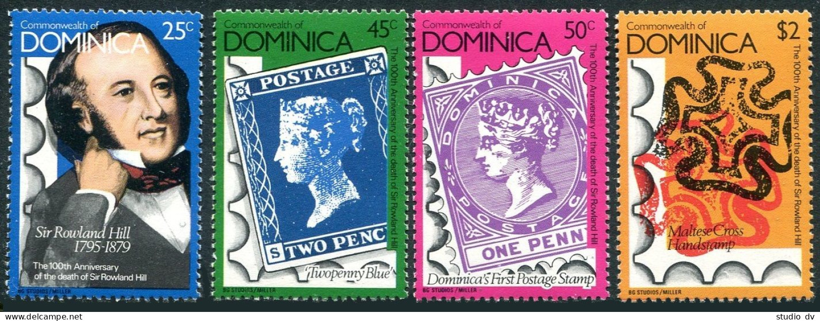 Dominica 608-611 Perf 14, MNH. Michel 615A-618A. Sir Rowland Hill, 1979. Stamps. - Dominique (1978-...)