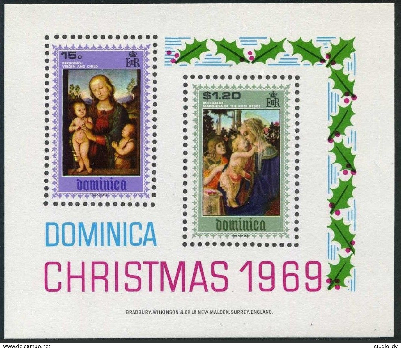 Dominica 287-290,290a, MNH. Filippino Lippi, Raphael, Perugino, Bottichelli,1969 - Dominique (1978-...)