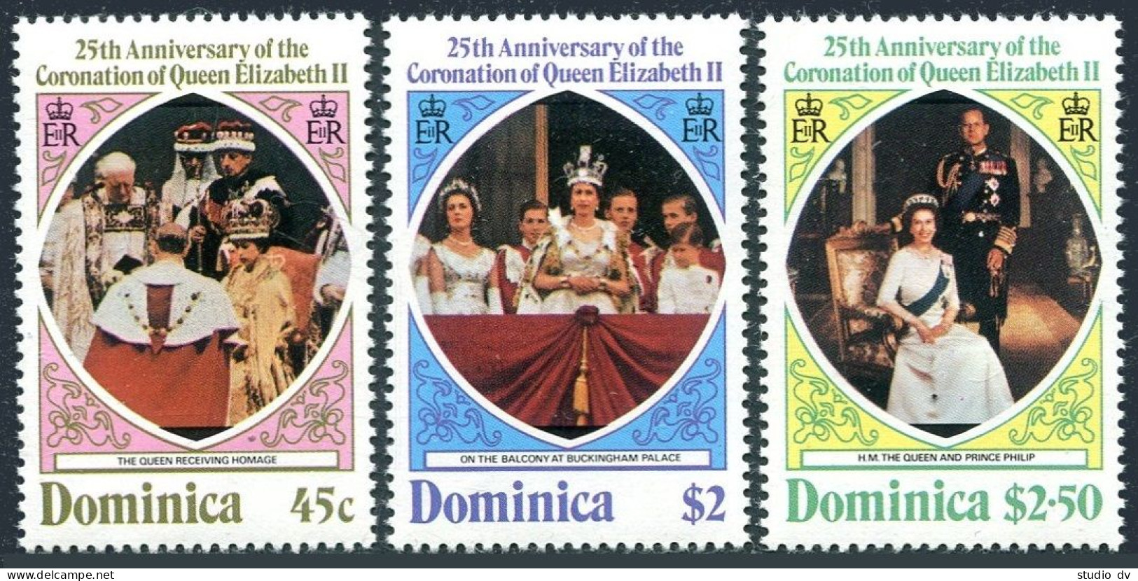 Dominica 570-572,573,MNH.Michel 577-579,Bl.49. QE II Coronation,25,1978. - Dominica (1978-...)