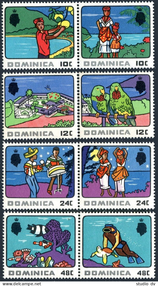 Dominica 246-253a, MNH. Mi 245-252. Tourism 1969. Parrot,Fish,Diver,Turtle. - Dominique (1978-...)