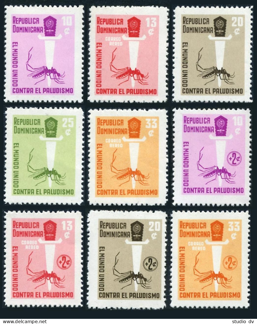 Dominican Rep 558-CB25, CB25a A,B. Mi 765-773, Bl.29A-29B. WHO Against Malaria. - Dominique (1978-...)