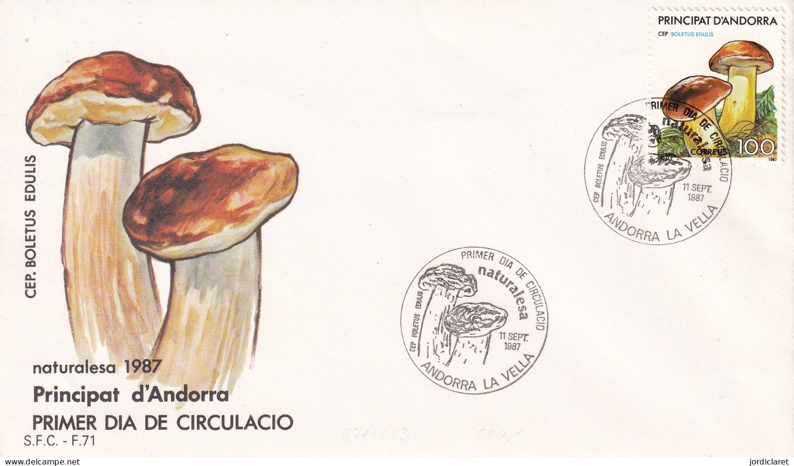 FDC 1987 ANDORRA ESPAÑOLA - Paddestoelen