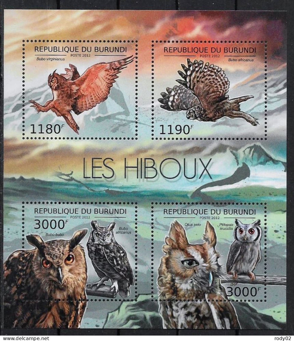 BURUNDI - OISEAUX - HIBOUX - N° 1718 A 1721 ET BF 269 - NEUF** MNH - Uilen