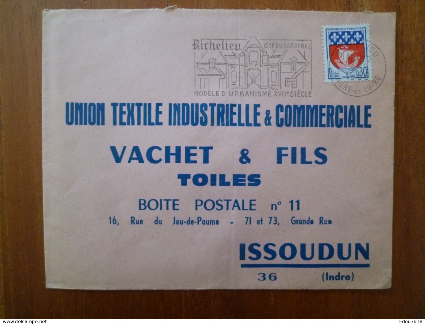 Enveloppe Sellerie Bourrellerie Benjamin Ouchet Flamme Richelieu Cité Du Cardinal Indre Et Loire 1966 G - 1961-....