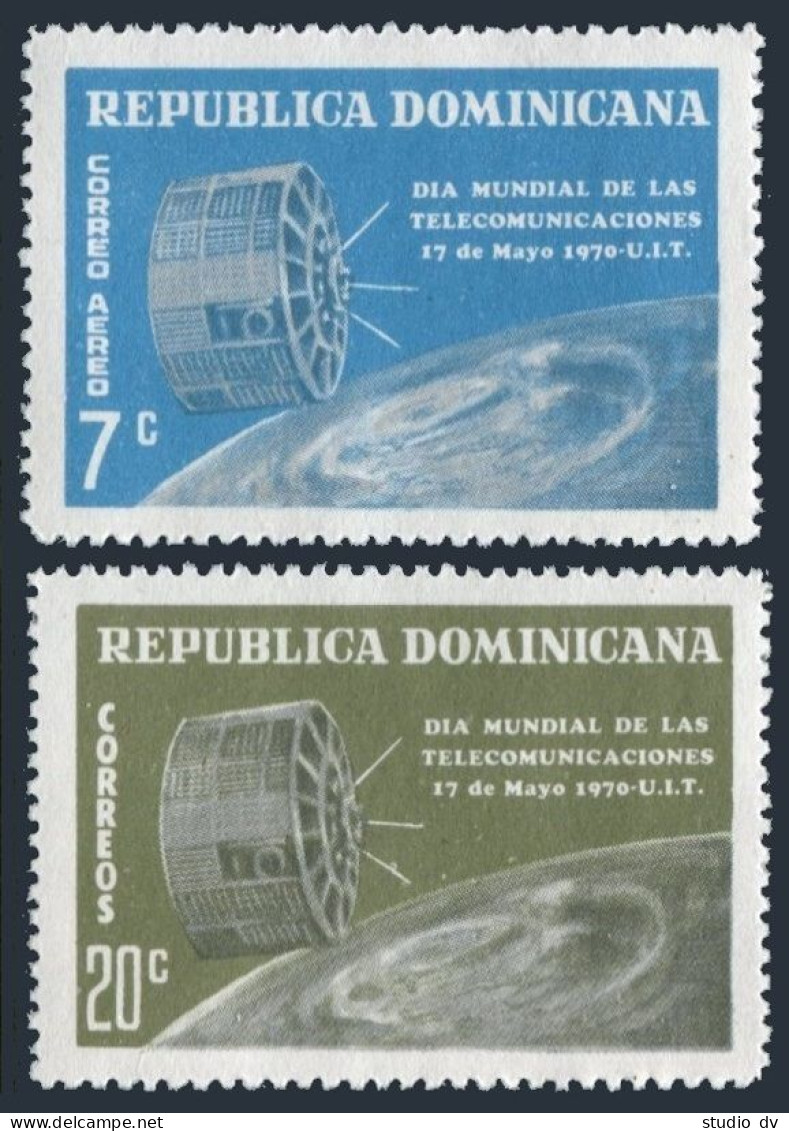 Dominican Rep 673, C178, MNH-yellowish. World Telecommunications Day, Satellite. - Dominican Republic