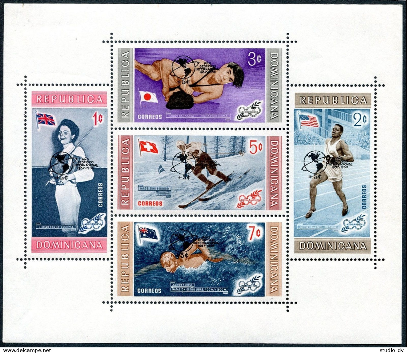 Dominican Rep B25a,CB15a Perf,imperf,MNH. 1959.IGY-1957.Olympics Melbourne-1956. - Dominikanische Rep.