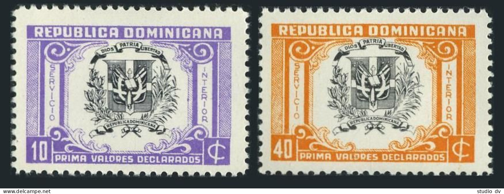 Dominican Rep G26-G27, Hinged. Mi A846-B846. Insured Letter Stamps 1966. Arms. - Dominican Republic