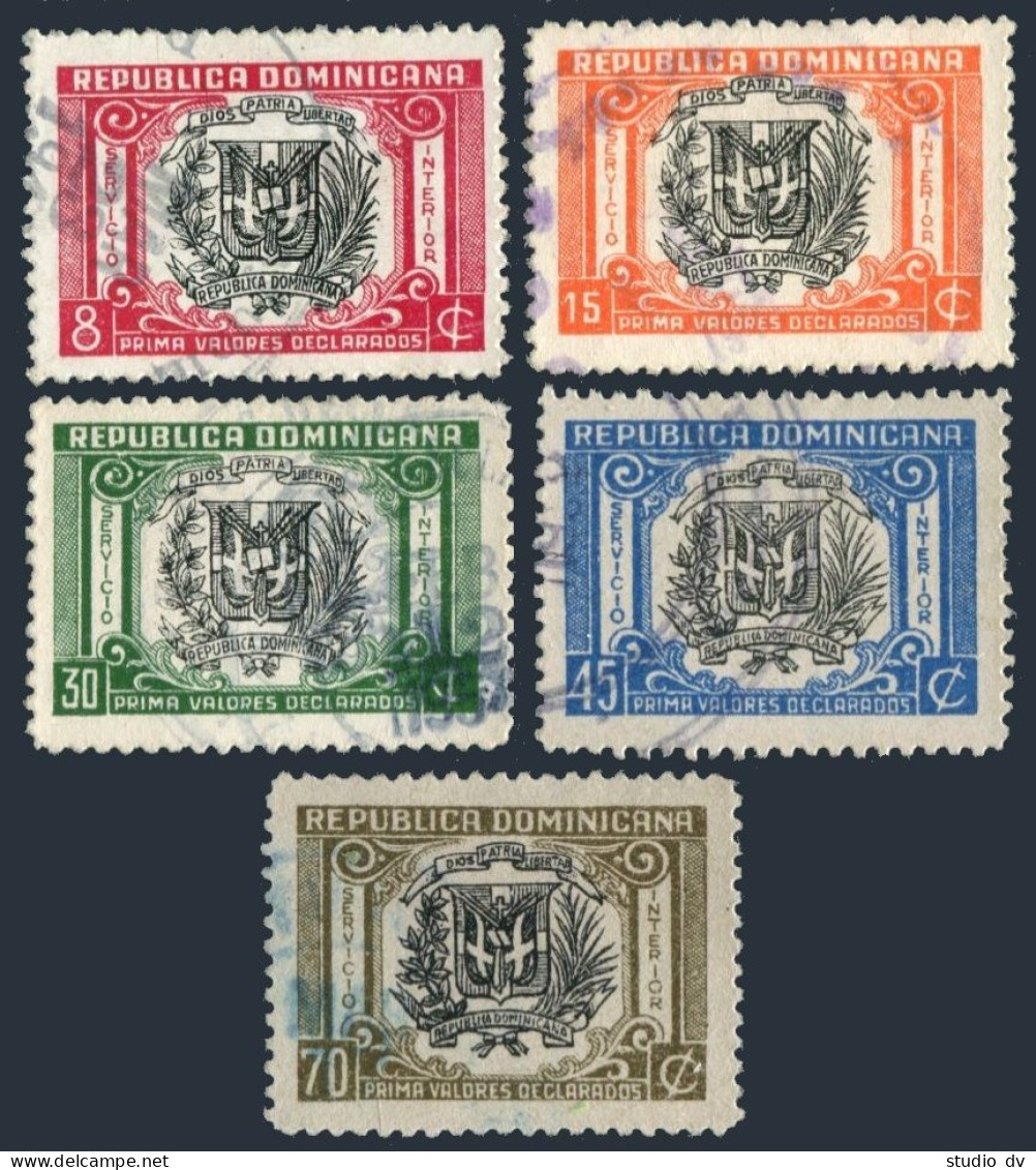 Dominican Rep G8-G12,used.Mi 387-391. Insured Letter Stamps 1940-45.Coat Of Arms - Dominicaine (République)