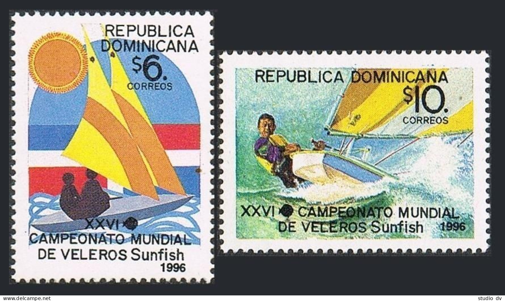 Dominican Rep 1236-1237,MNH.Mi 1811-1812. Sunfish Championships,1996.Sailboat. - Dominicaanse Republiek