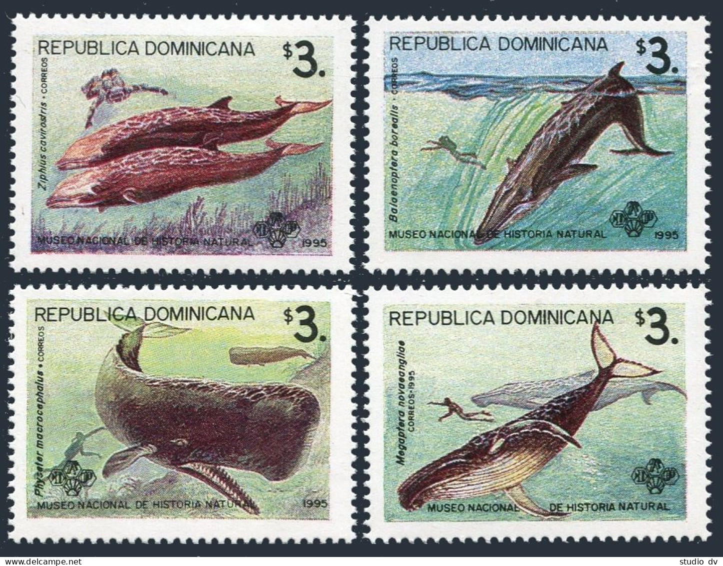 Dominican Rep 1196-1199,MNH.Michel 1749-1752. Whales 1995. - Dominican Republic