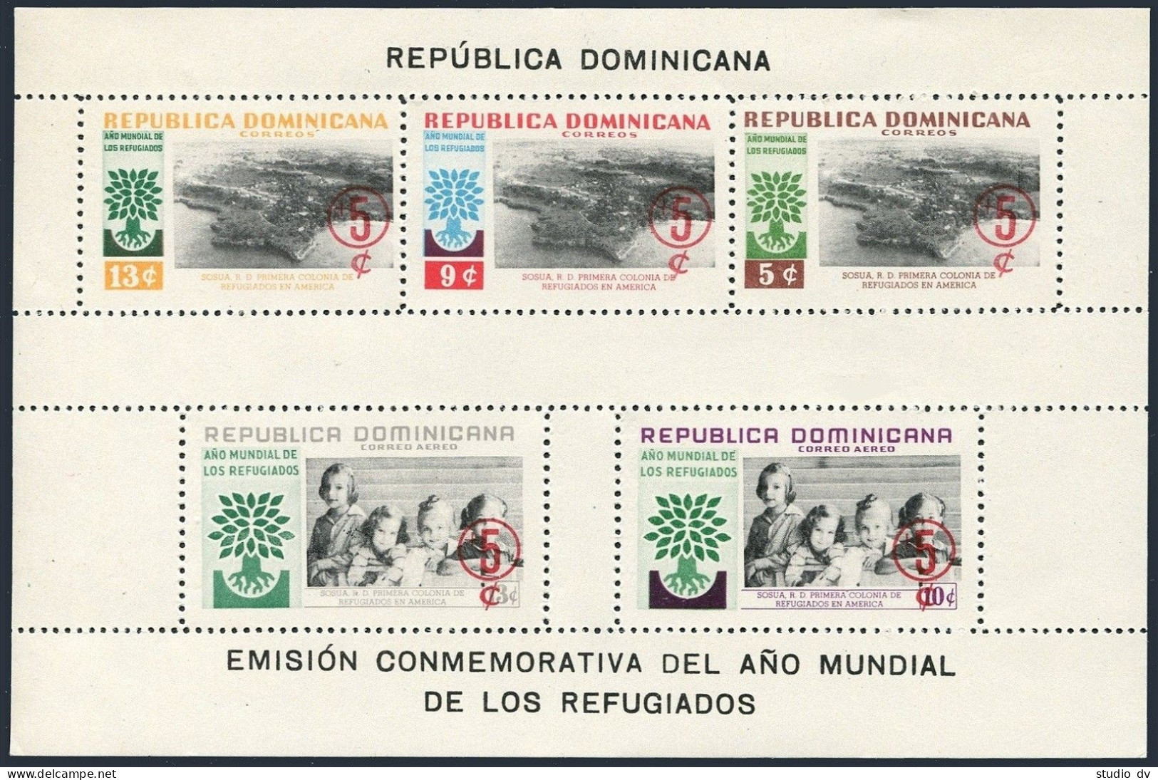 Dominican Rep CB20a,CB20a Imperf,hinged. Wrld Refugee Year WRY-1960,surcharged. - Dominicaanse Republiek