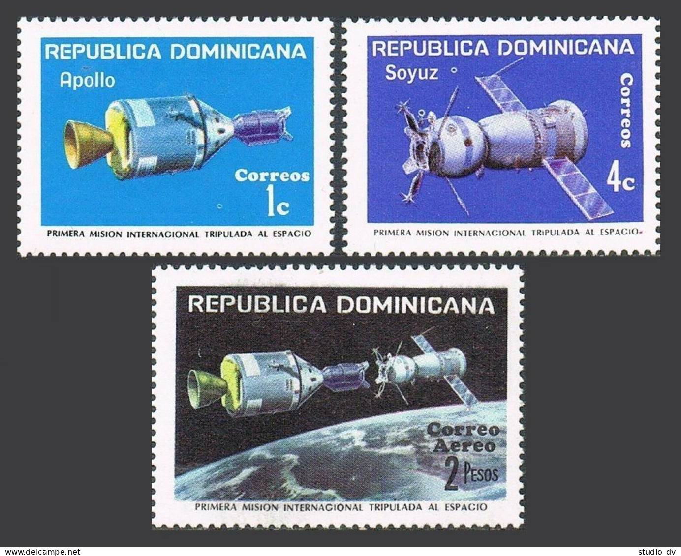 Dominican Rep 742-743, C230, MNH. Apollo-Soyuz Space Test Project, 1975. - Dominican Republic