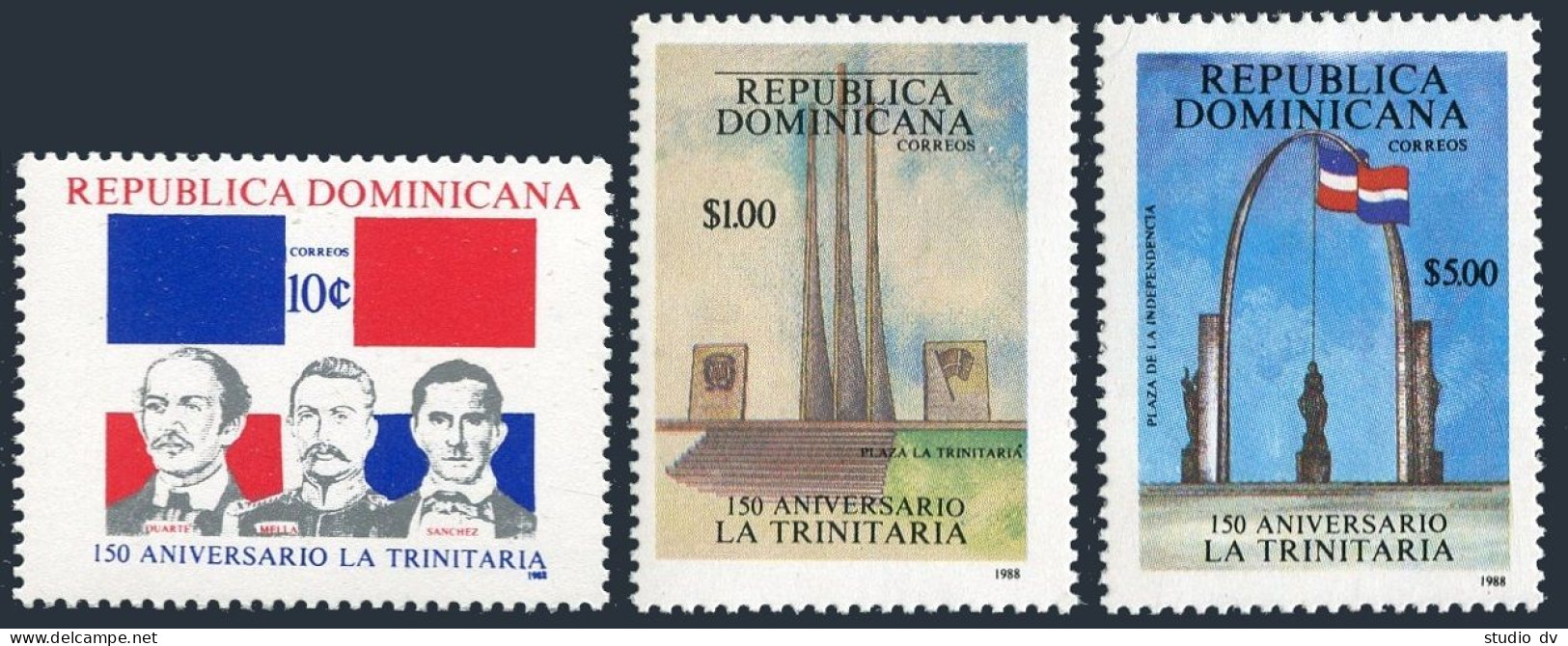 Dominican Rep 1041-1043, MNH. Michel 1571-1573. Trinitarians-150,1988. Patriots. - Dominican Republic