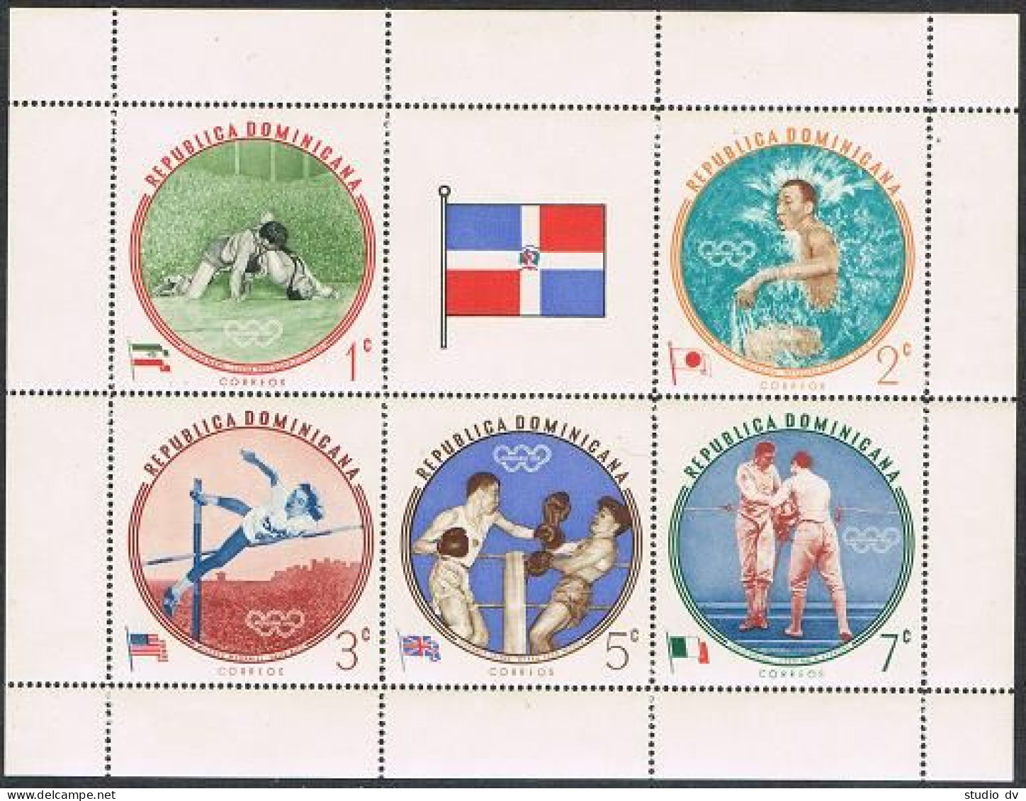 Dominican Rep 529a,C117a A,B,MNH.Michel Bl.25A-26A,25B-26B. Olympics Rome-1960. - Dominicaine (République)