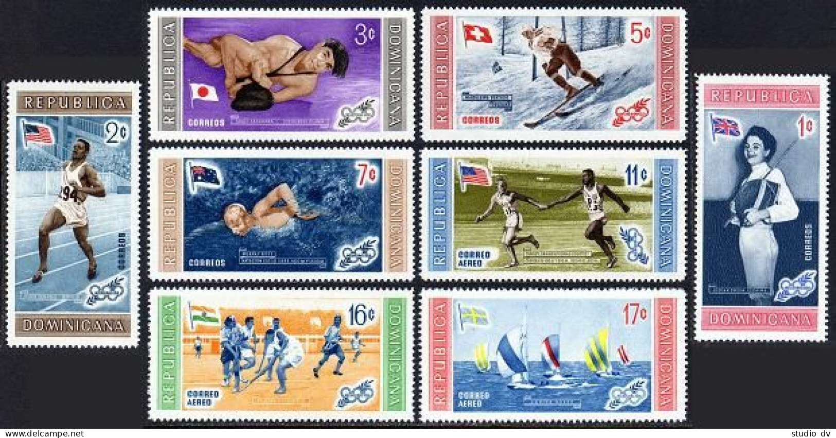 Dominican Rep 501-C108, MNH. Olympics Melbourne-1956. Winners.Wrestling,Fencing, - Dominican Republic