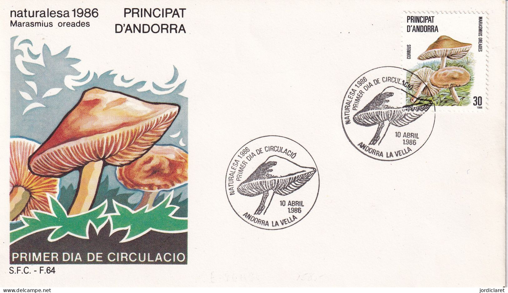 FDC 1986  ANDORRA ESPAÑOLA - Champignons