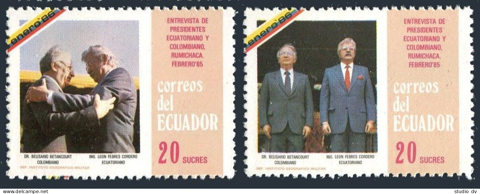 Ecuador 1131-1932, MNH. Presidents Cordero And Betancourt, Colombia, 1986. - Equateur