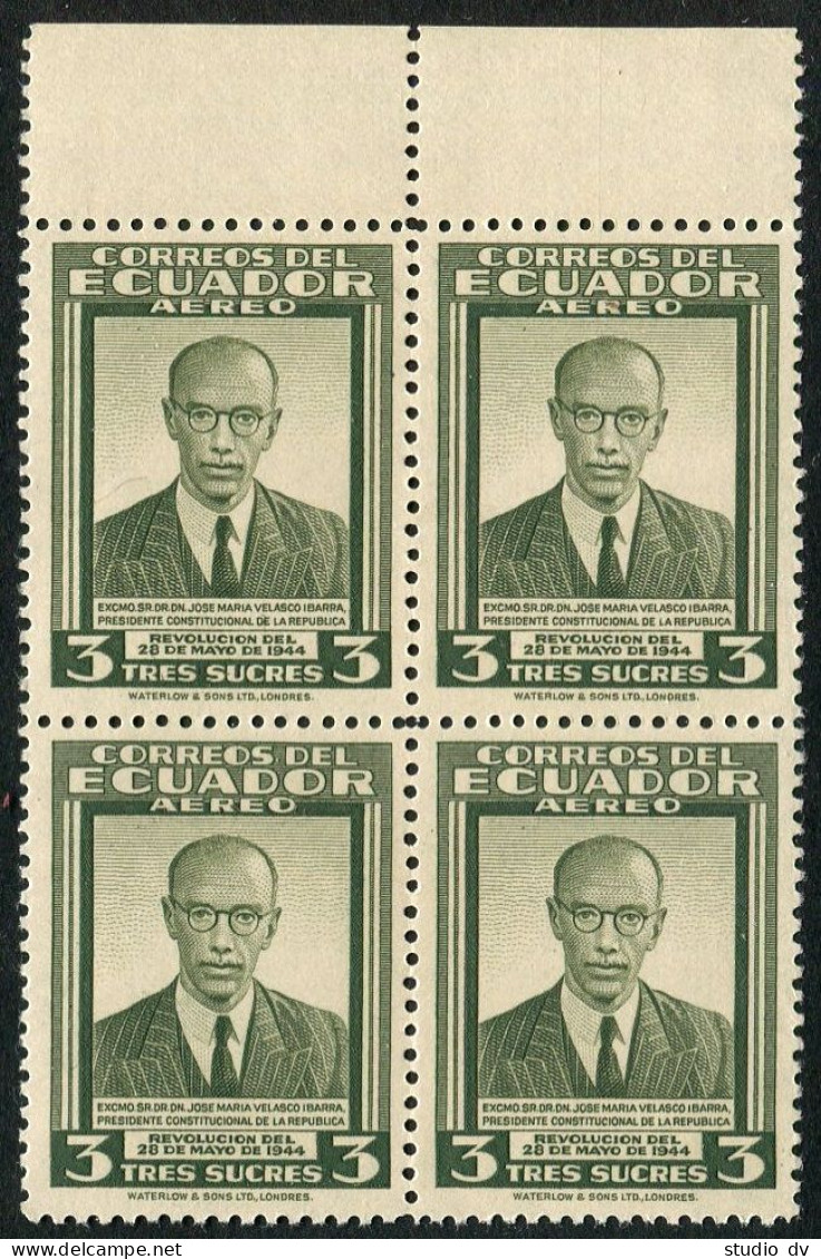 Ecuador C155 Block/4, MNH. Michel 603. President Jose M. Velasco Ibarra, 1946. - Equateur