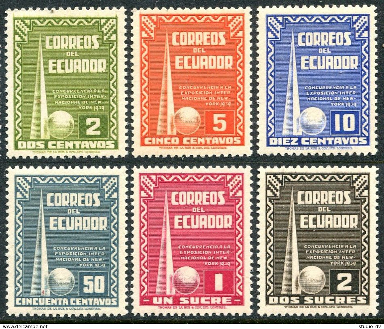 Ecuador 388-393, MNH. Mi 434-439. New York World's Fair,1939. Trylon, Perisphere - Ecuador