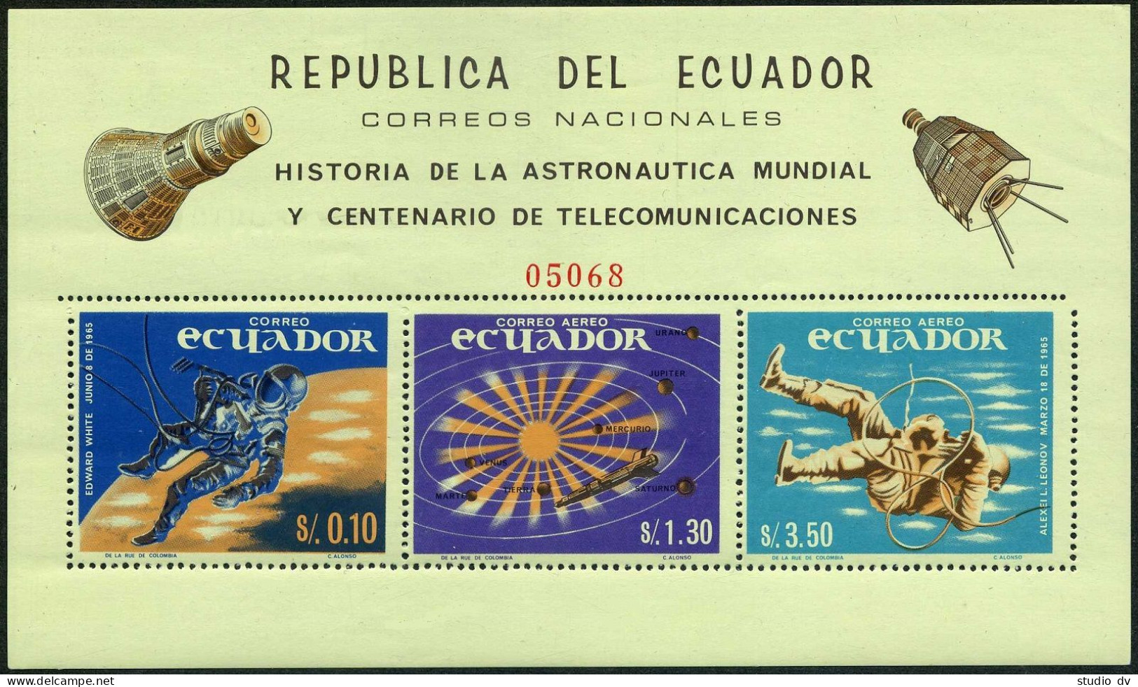 Ecuador 749-749E, 749Ef Perf & Imperf, MNH. Space Exploration.Astronauts, 1966. - Ecuador
