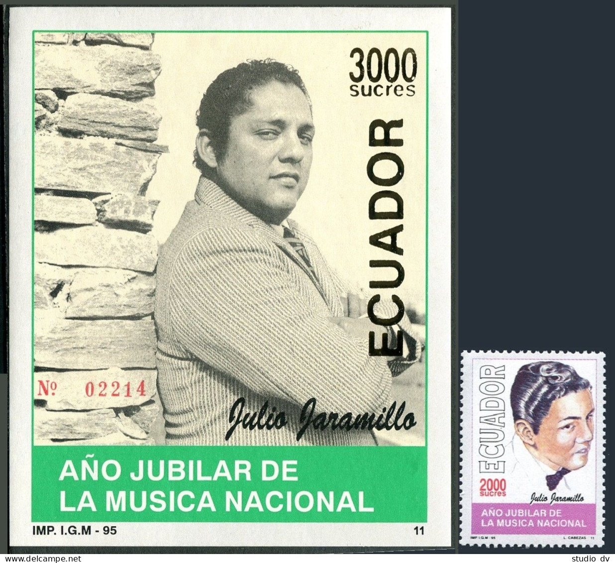 Ecuador 1385-1386, MNH. Year Of Folk Music, 1995. Julio Jaramillo, Composer. - Ecuador