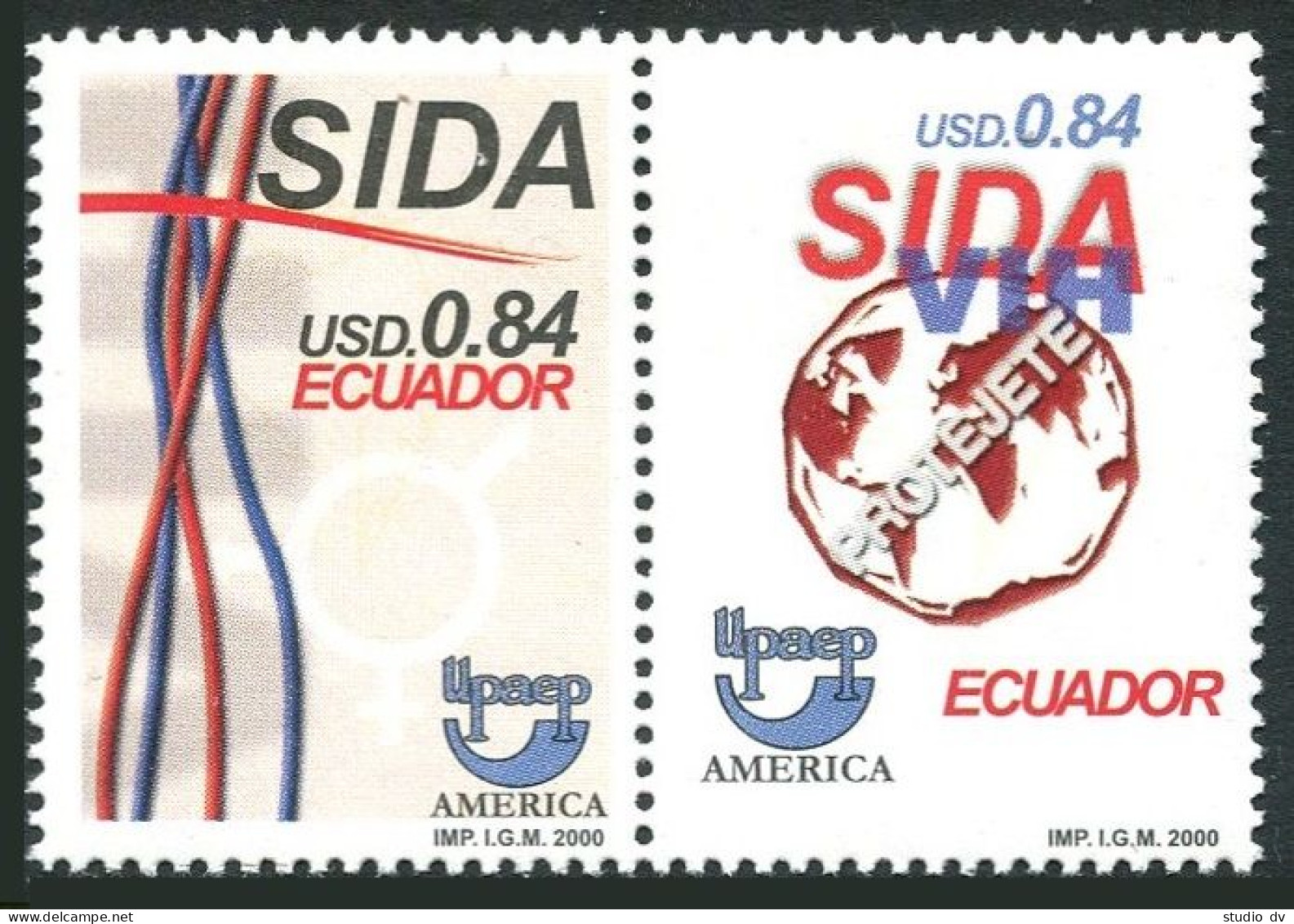 Ecuador 1557 Ab Pair, MNH. UPAEP-2000. Fight Against AIDS. - Equateur